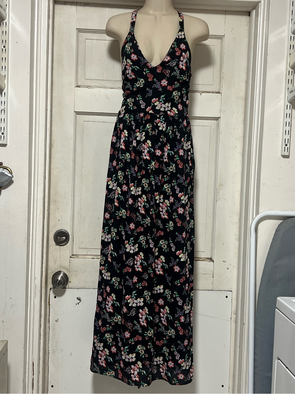 GAP Black Floral V-Neck Maxi Dress
